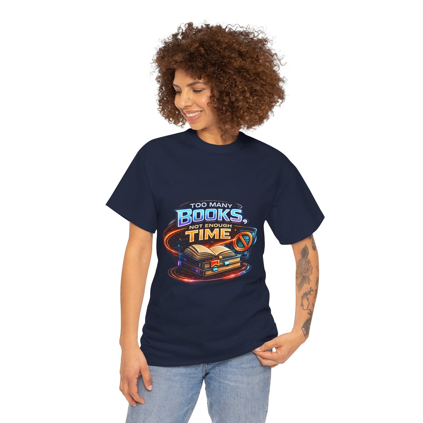 Books & No Time T-Shirt — "Too Many Books, Not Enough Time" Reading Tee