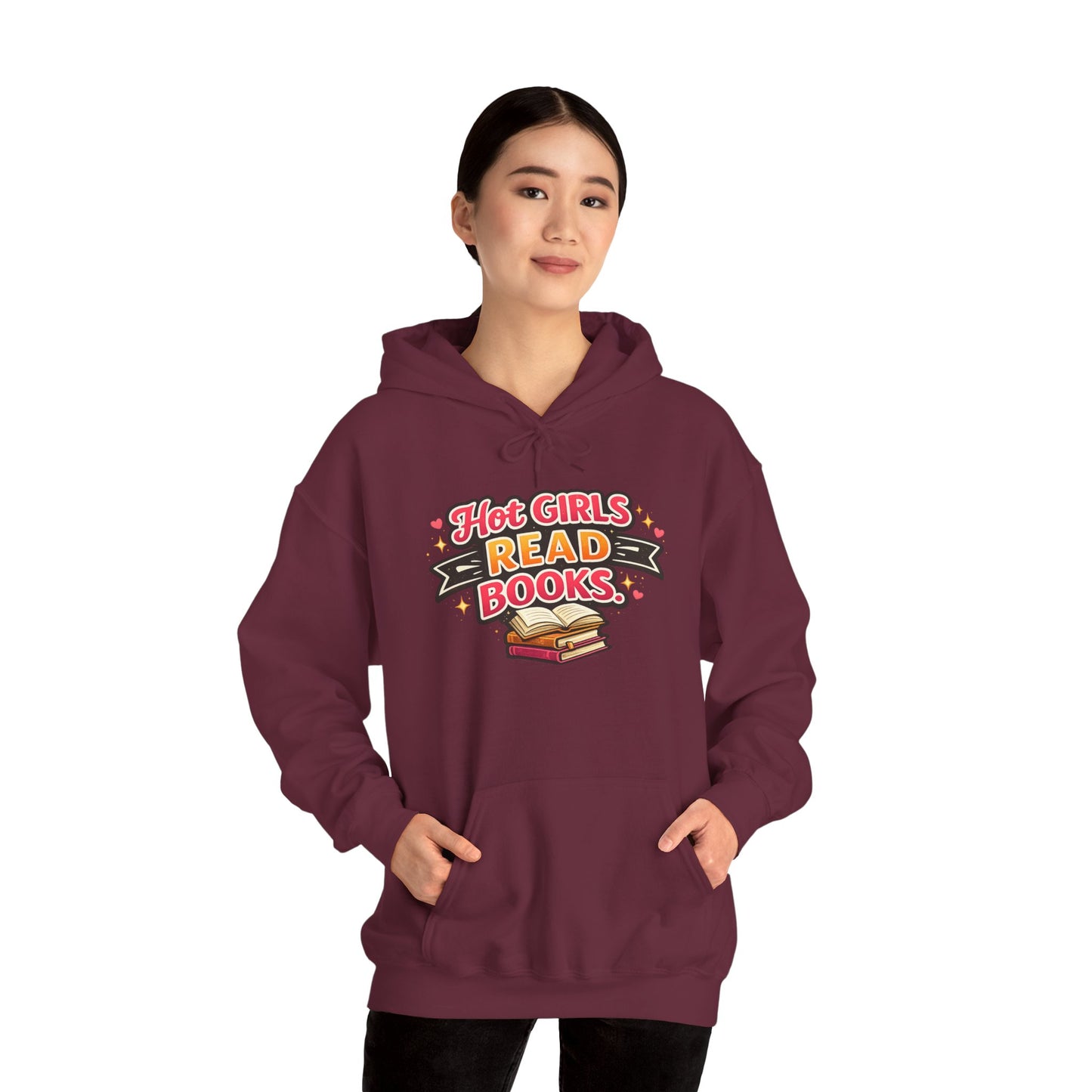 "Hot Girls Read Books" Hoodie - Cozy Literary Graphic Hoodie