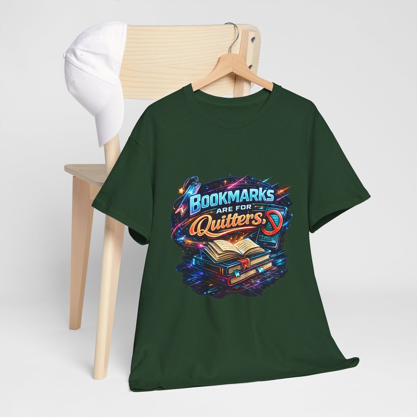 "Bookmarks Are For Quitters" Vintage Book Lover Tee T-Shirt