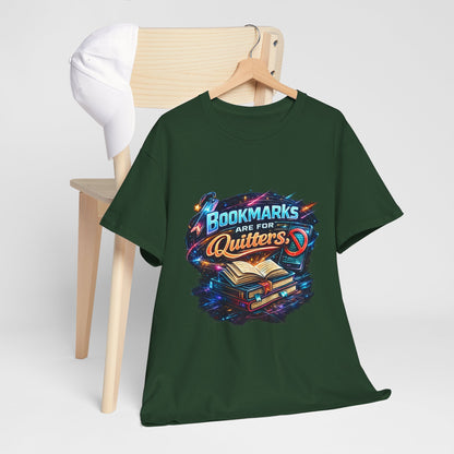 "Bookmarks Are For Quitters" Vintage Book Lover Tee T-Shirt