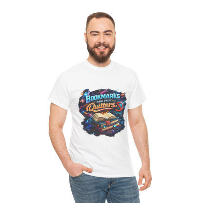 "Bookmarks Are For Quitters" Vintage Book Lover Tee T-Shirt