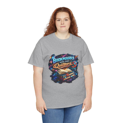 "Bookmarks Are For Quitters" Vintage Book Lover Tee T-Shirt