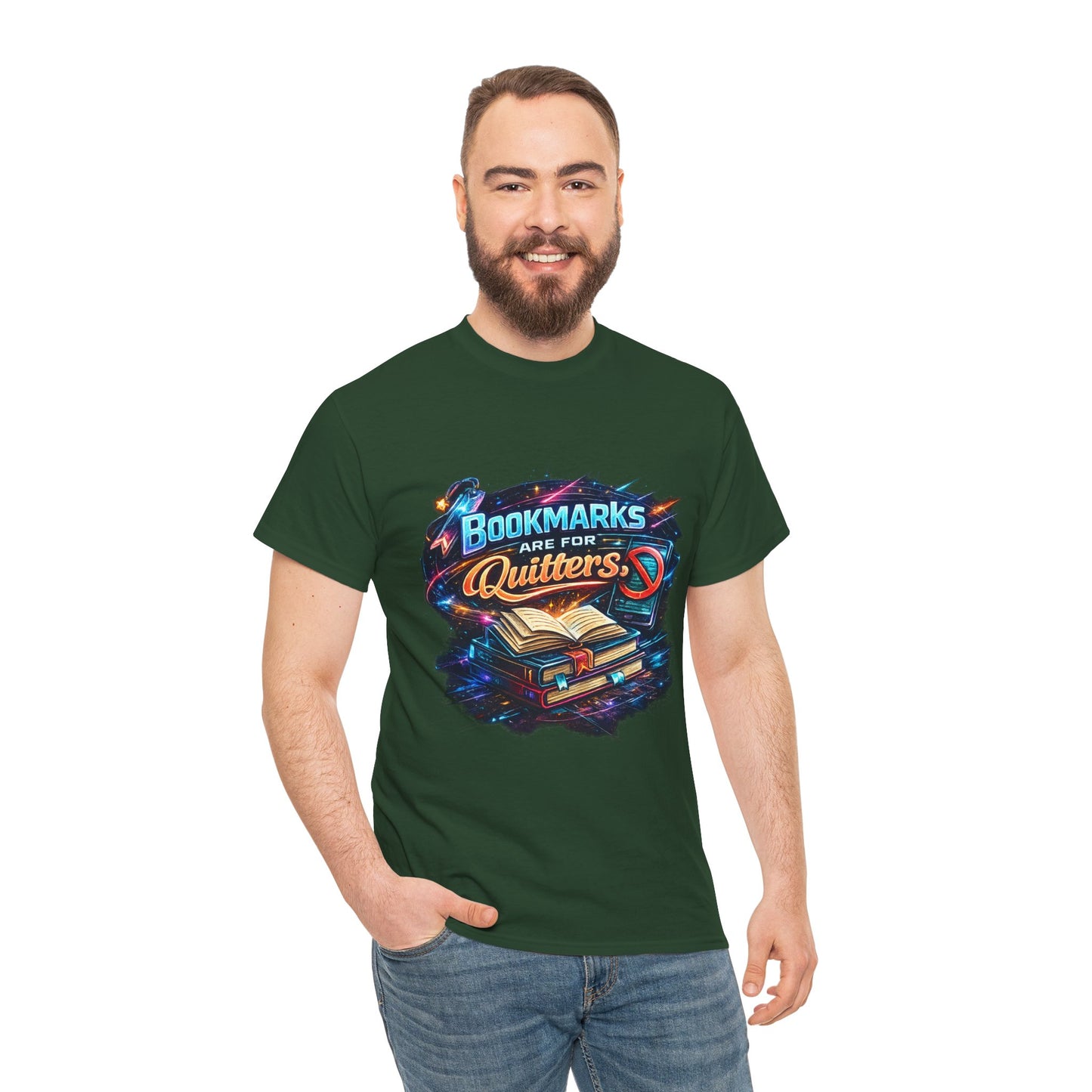 "Bookmarks Are For Quitters" Vintage Book Lover Tee T-Shirt